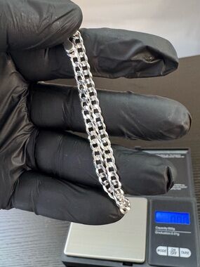 4mm 7 inch 925 Sterling Silver with Rhodium Finish Curb Cuban Bracelet